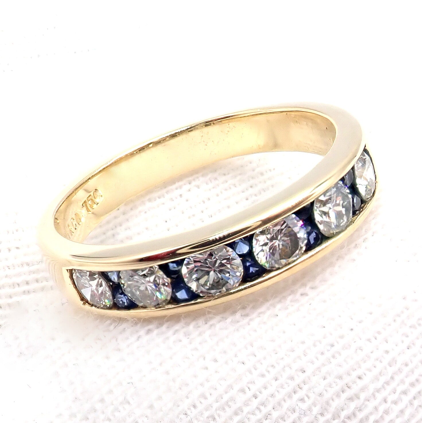 Tiffany & Co. Jewelry & Watches:Fine Jewelry:Rings Authentic! Tiffany & Co 18k Yellow Gold 1.20ctw Diamond Sapphire Band Ring sz 5