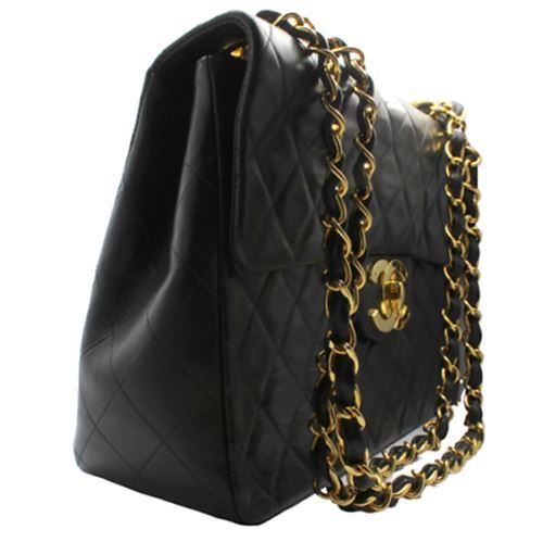 CHANEL Clothing, Shoes & Accessories:Women:Women's Bags & Handbags 1995 Chanel Jumbo XL Maxi Black Quilted Lambskin Single Flap Handbag Purse