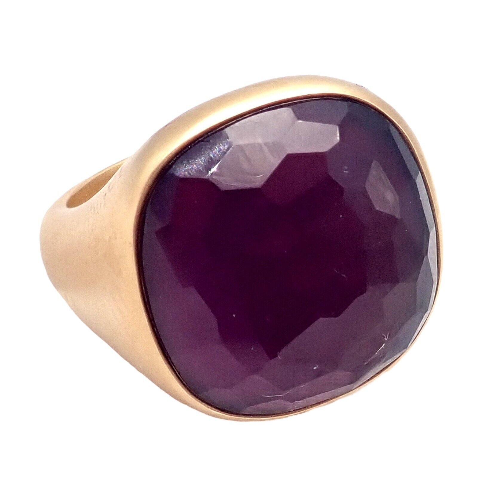 Authentic! Pomellato 18k Rose Gold Large Faceted Amethyst Victoria Ring sz 6.5 | Fortrove