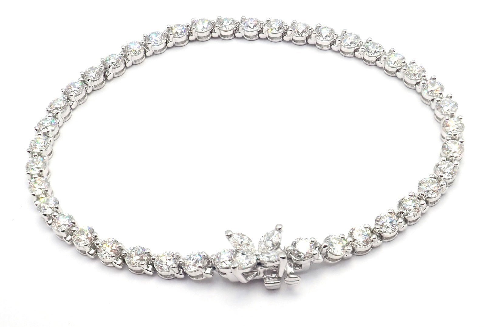 Authentic! Tiffany & Co Victoria Platinum 6.53ct Diamond Line Tennis Bracelet | Fortrove