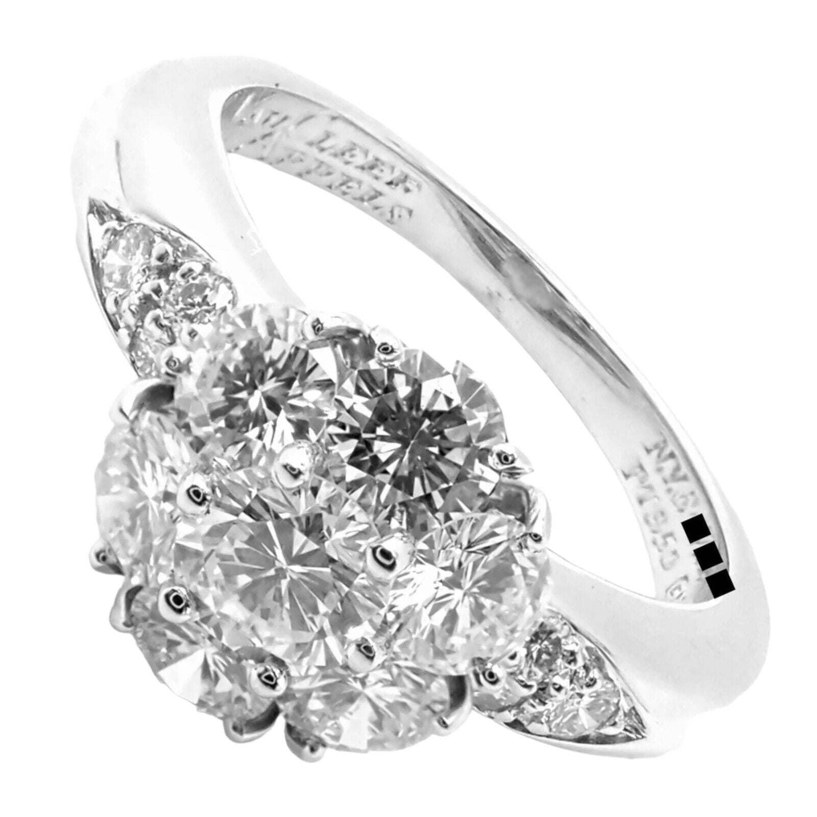 Authentic! Van Cleef & Arpels Platinum Diamond Fleurette Flower Ring | Fortrove