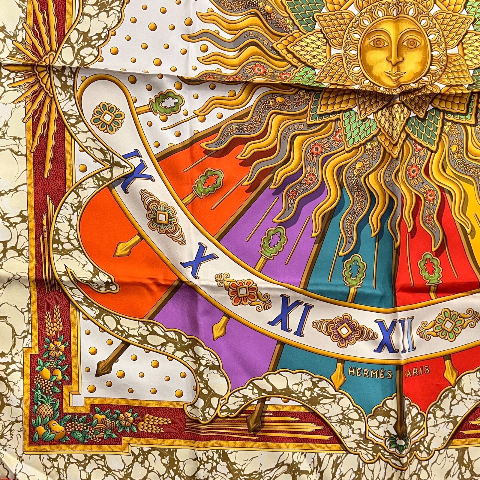 Hermes Clothing, Shoes & Accessories:Women:Women's Accessories:Scarves & Wraps Authentic Hermes Silk Carpe Diem 90 cm Scarf