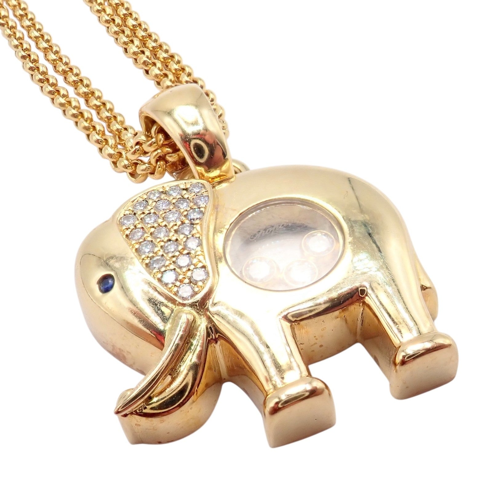 Authentic! Chopard 18k Yellow Gold Large Happy Elephant Pendant Necklace | Fortrove