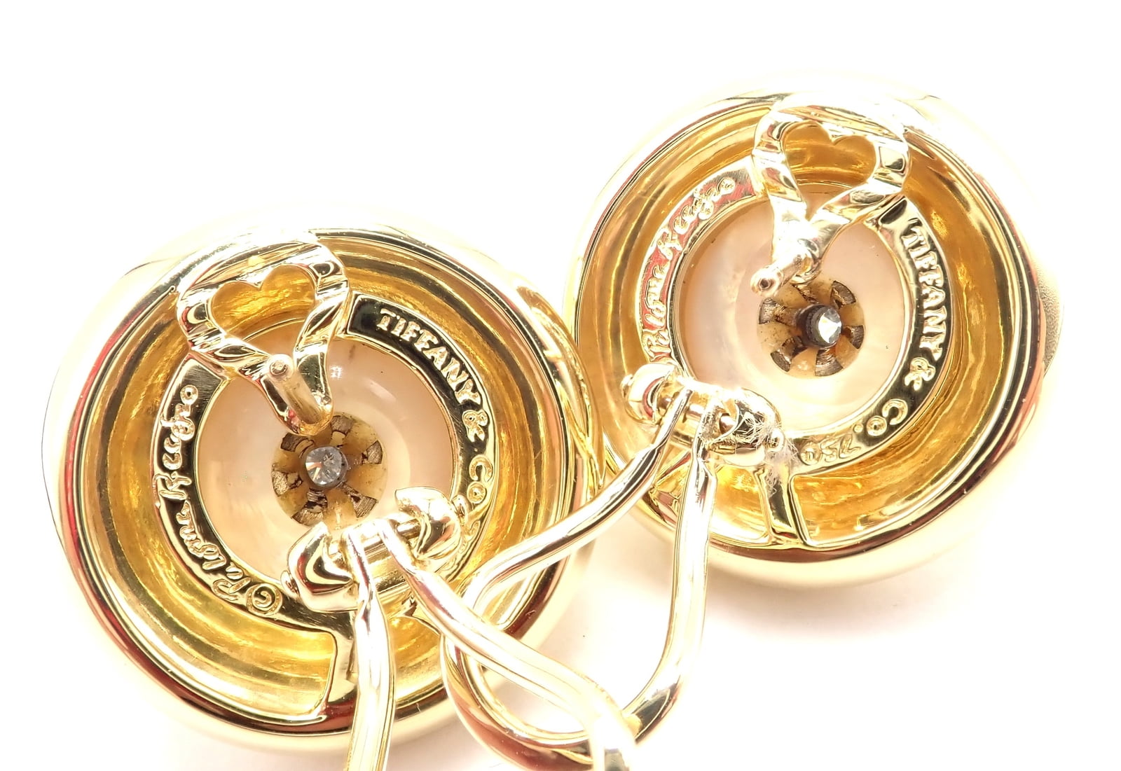 Paloma Picasso for Tiffany & Co. Jewelry & Watches:Fine Jewelry:Earrings Authentic Tiffany & Co Picasso 18k Yellow Gold Diamond Mabe Pearl Earrings Paper