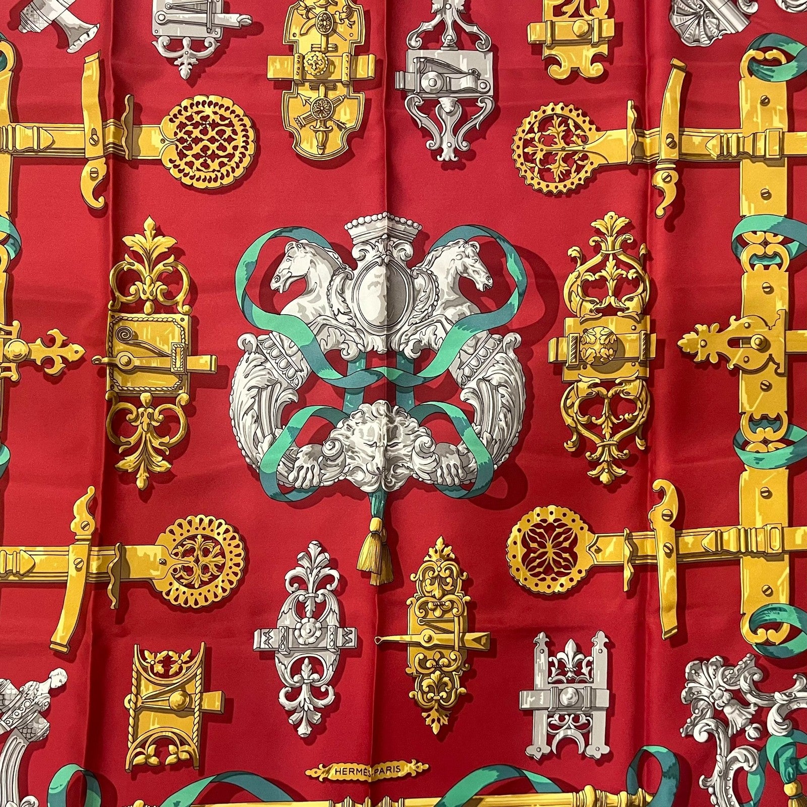 Authentic Hermès “Ferronnerie” 90cm Silk Scarf | Fortrove