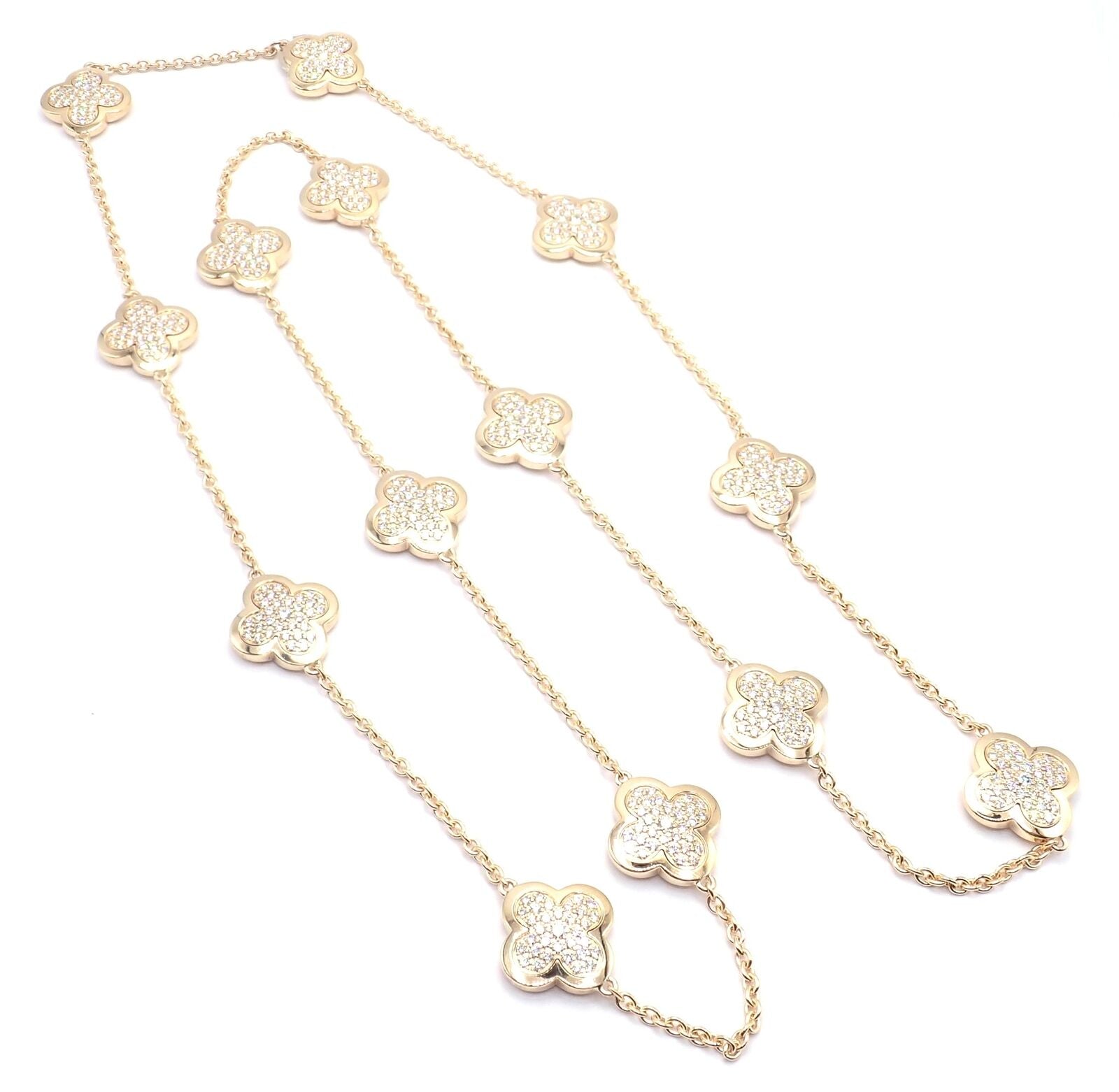 Authentic Van Cleef & Arpels 18k Yellow Gold Diamond Pure Alhambra Long Necklace | Fortrove