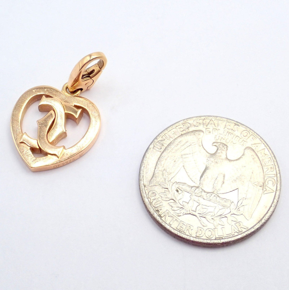 Cartier Jewelry & Watches:Fine Jewelry:Necklaces & Pendants Authentic! Cartier 18k Rose Gold Double C Logo Heart Charm Pendant