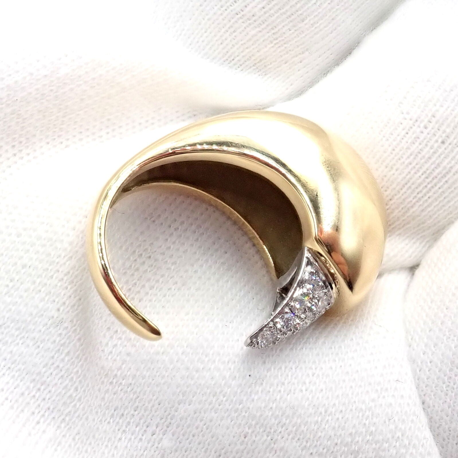 Authentic! Tiffany & Co. Elsa Peretti 18k Yellow Gold Diamond Bird Ring | Fortrove