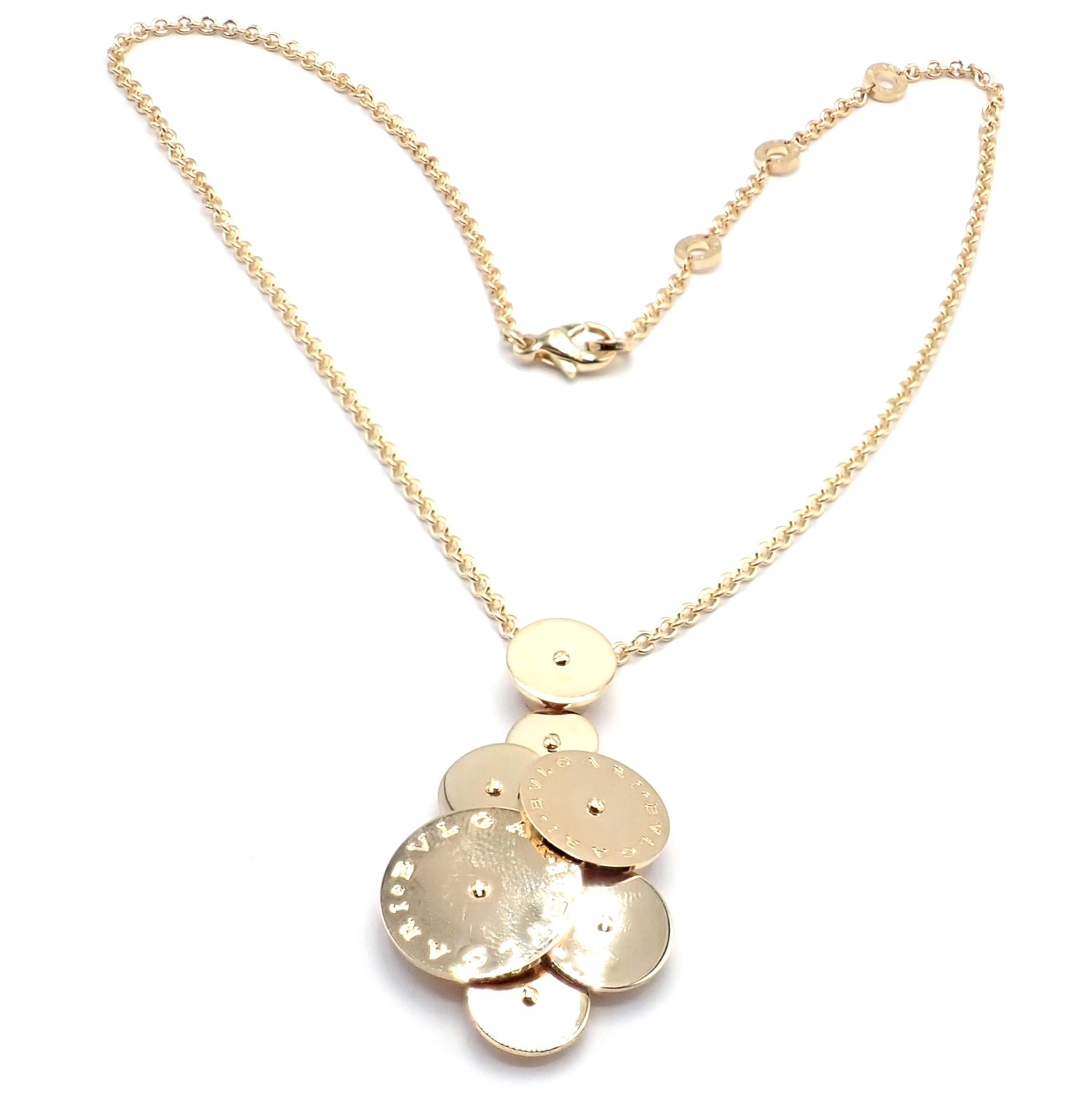 Authentic! Bulgari Bvlgari Cicladi 18k Yellow Gold Large Pendant Link Necklace | Fortrove