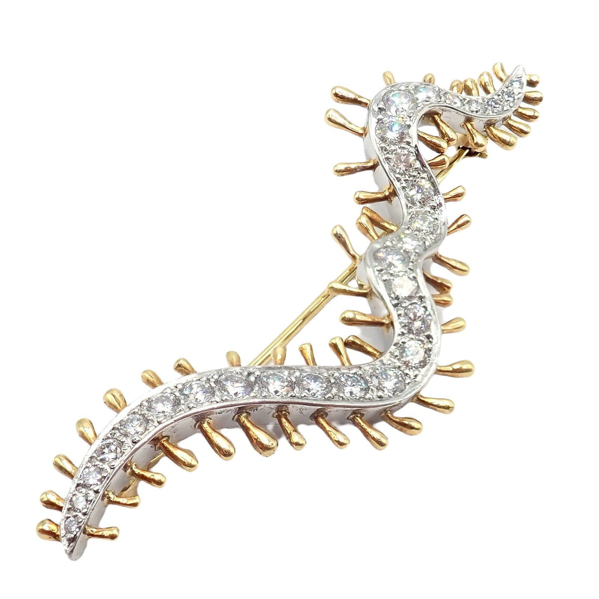 Tiffany & Co. Jewelry & Watches:Fine Jewelry:Brooches & Pins Vintage Tiffany & Co. Platinum 18k Yellow Gold Diamond Centipede Pin Brooch 1988