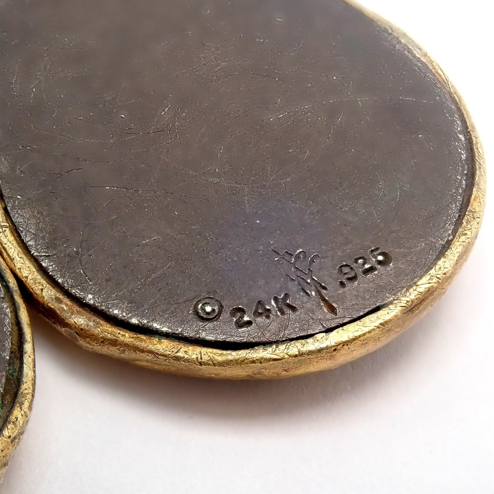 Victor Velyan Jewelry & Watches:Men's Jewelry:Earrings Rare! Victor Velyan 24k Yellow Gold + Silver Green Tourmaline Earrings