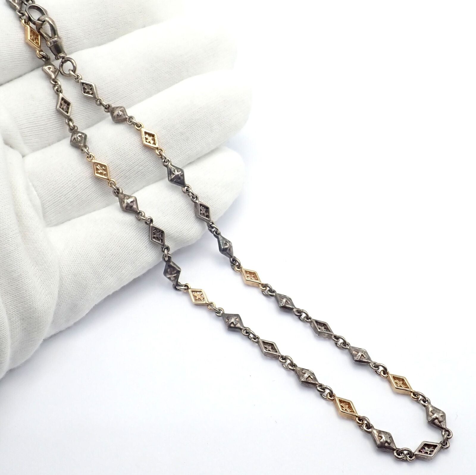 Authentic! Loree Rodkin 18k Yellow Gold + Silver 16" Chain Necklace | Fortrove
