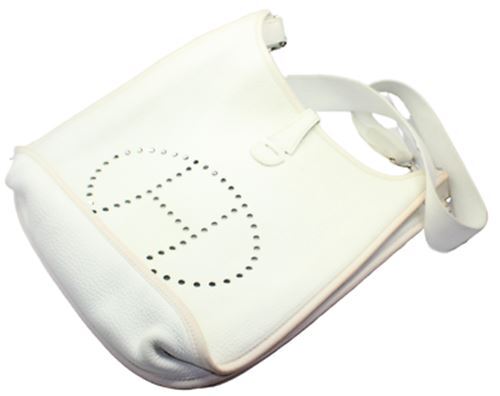 Hermes Clothing, Shoes & Accessories:Women:Women's Bags & Handbags Authentic! Hermes Evelyne Parchment White Clemence Leather PM Handbag Purse