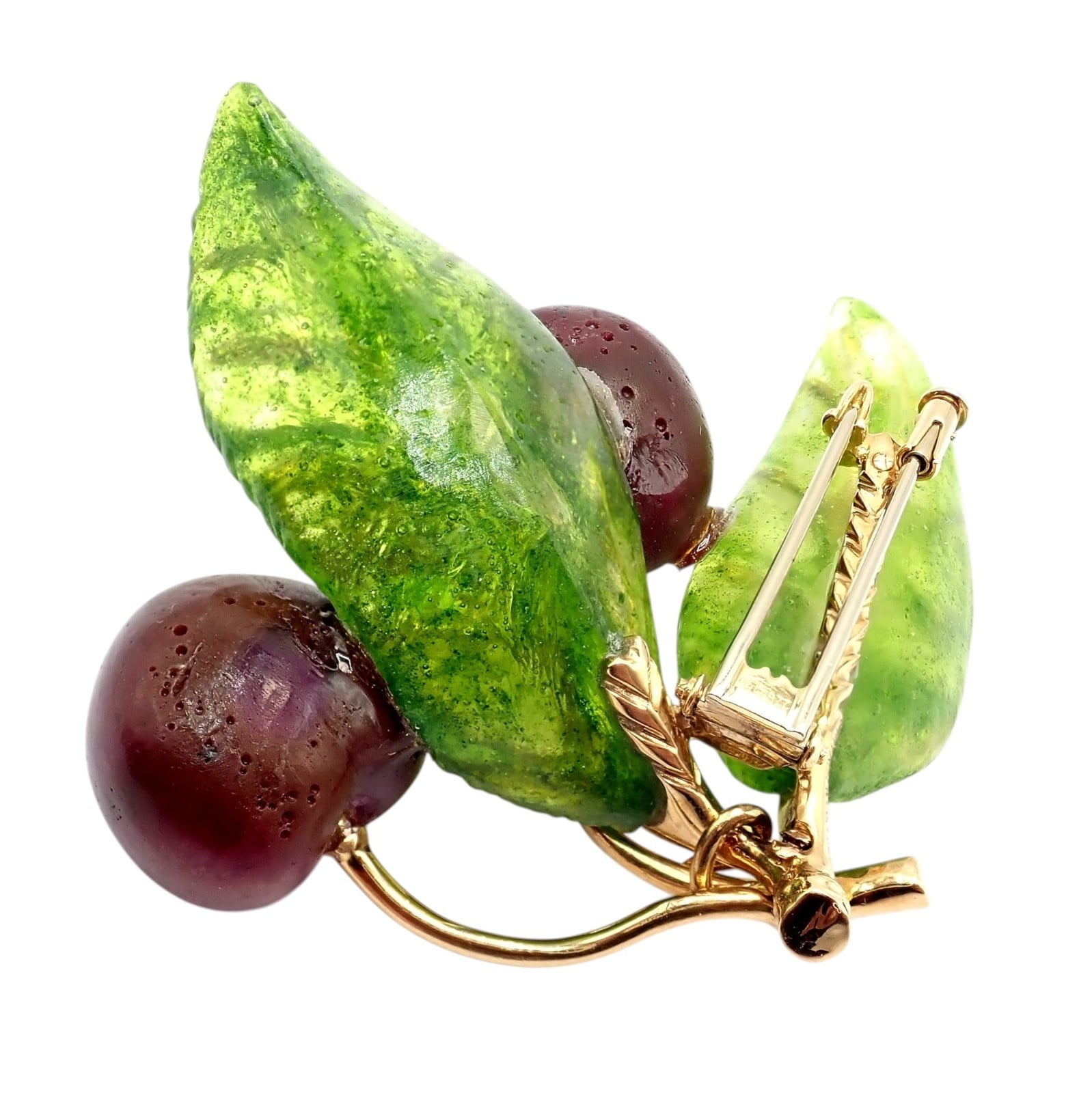 Tiffany & Co. Jewelry & Watches:Fine Jewelry:Brooches & Pins Vintage Tiffany & Co. France 18k Yellow Gold Diamond Plique A Jour Glass Brooch