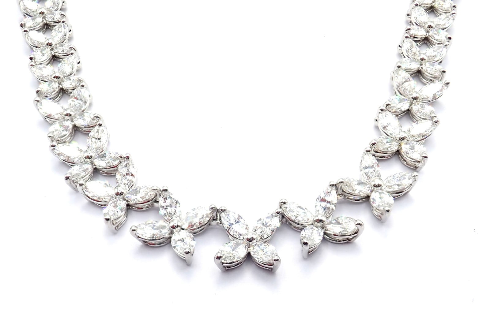 Tiffany & Co. Jewelry & Watches:Fine Jewelry:Necklaces & Pendants Authentic Tiffany & Co Victoria Platinum Graduated Marque Shape Diamond Necklace