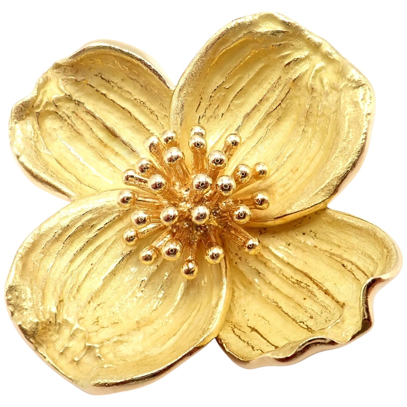 Authentic! Tiffany & Co. 18k Yellow Gold Dogwood Flower Pin Brooch | Fortrove