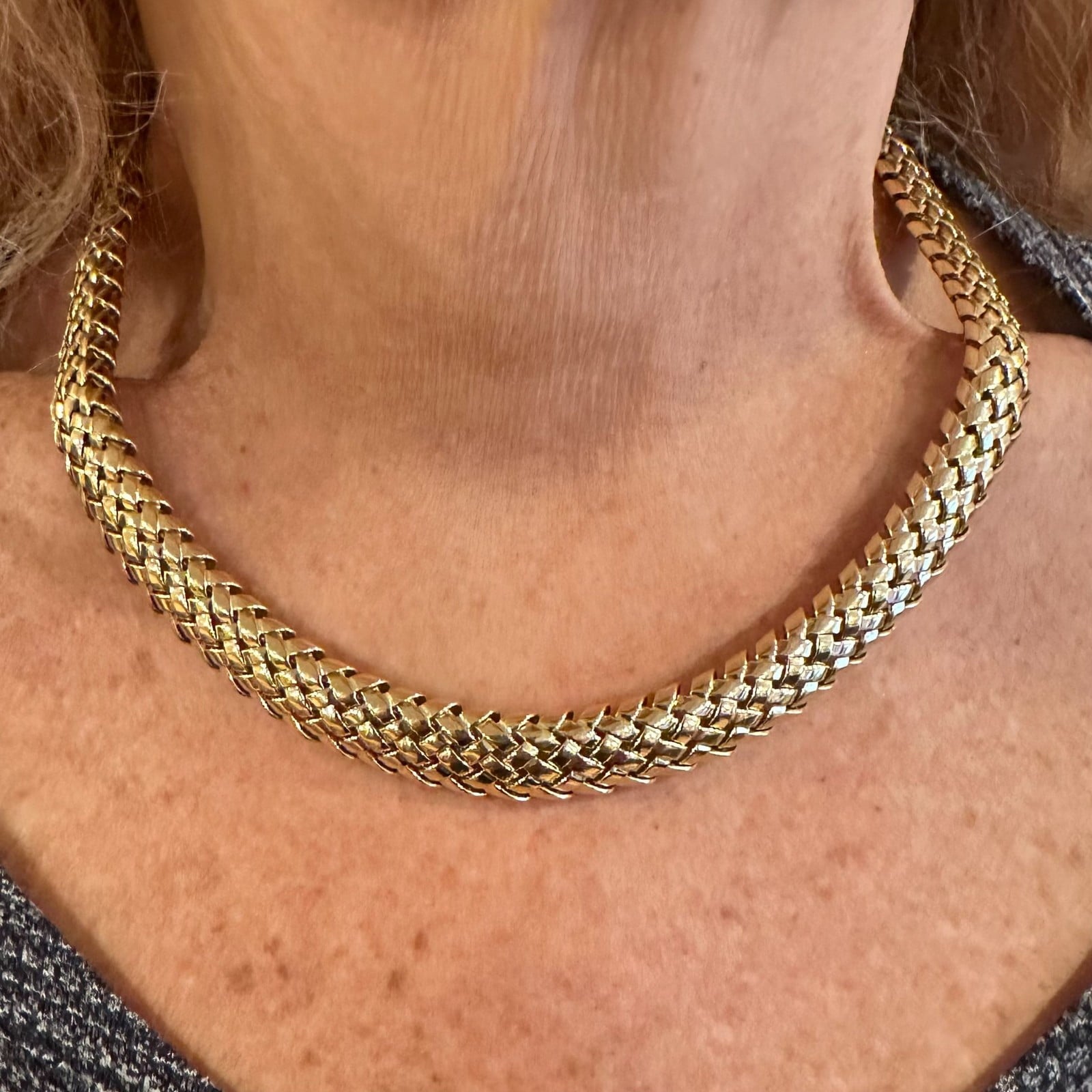 Tiffany & Co. Jewelry & Watches:Fine Jewelry:Necklaces & Pendants Authentic! Tiffany & Co Vannerie 18k Yellow Gold Basket Weave Necklace 1995