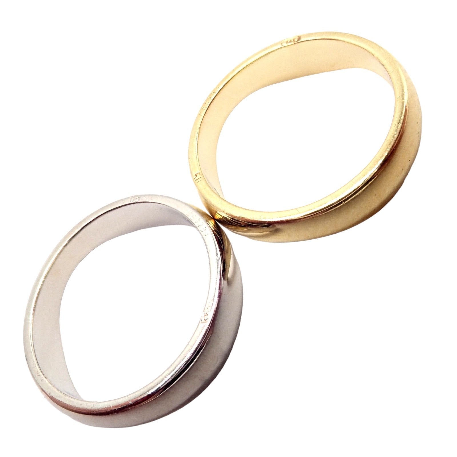 Authentic! Cartier 18k Yellow + White Gold Two Stacking Puzzle Band Ring Size 50 | Fortrove