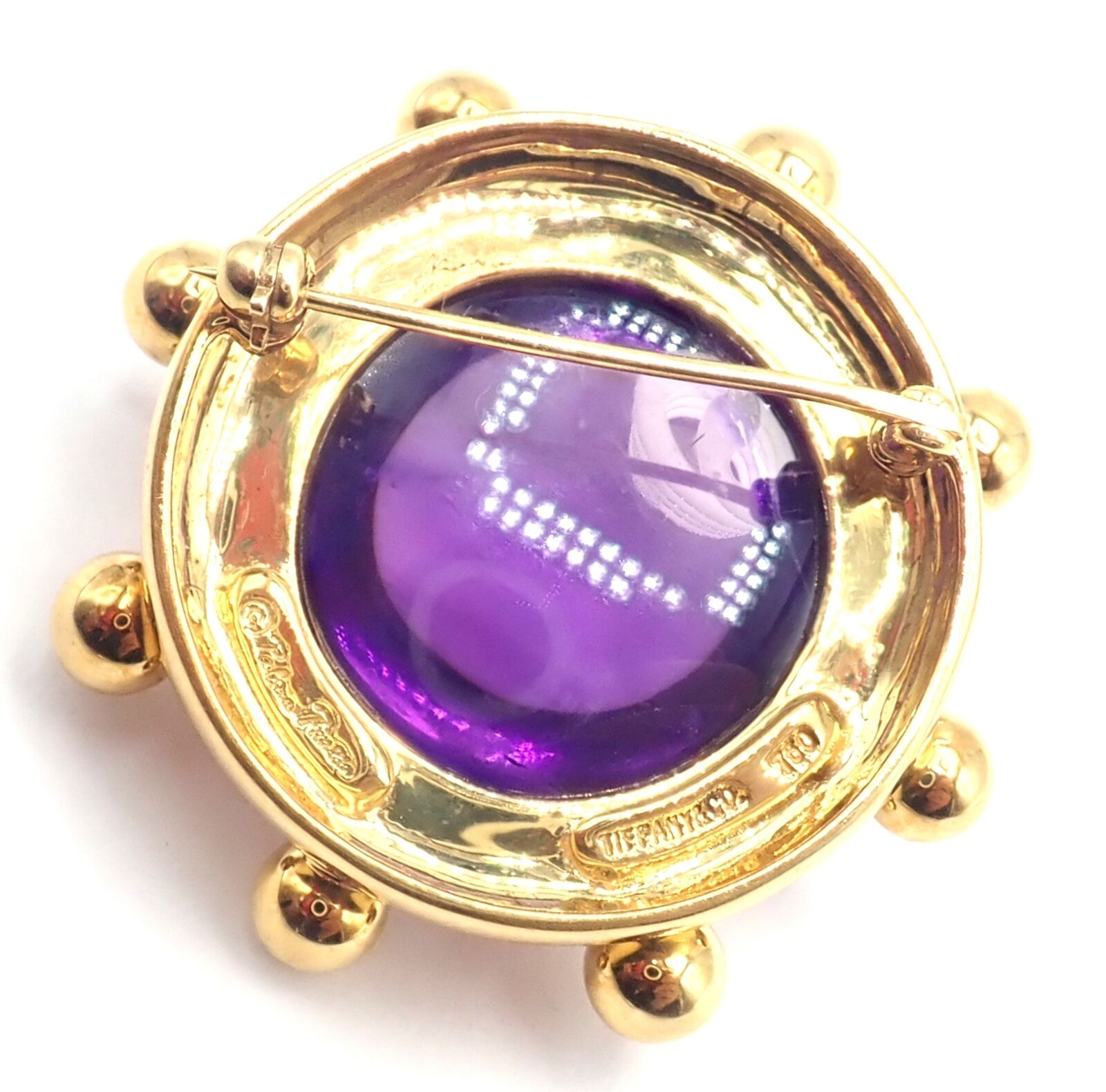 Authentic! Tiffany & Co Paloma Picasso 18k Yellow Gold Large Amethyst Pin Brooch | Fortrove