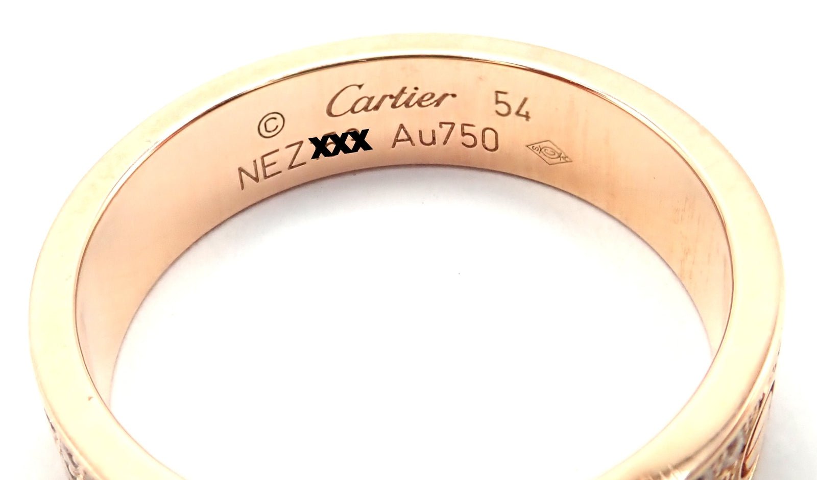 Authentic! Cartier Love 18k Rose Gold Diamond Paved Ring Size 54 US 6 3/4 | Fortrove