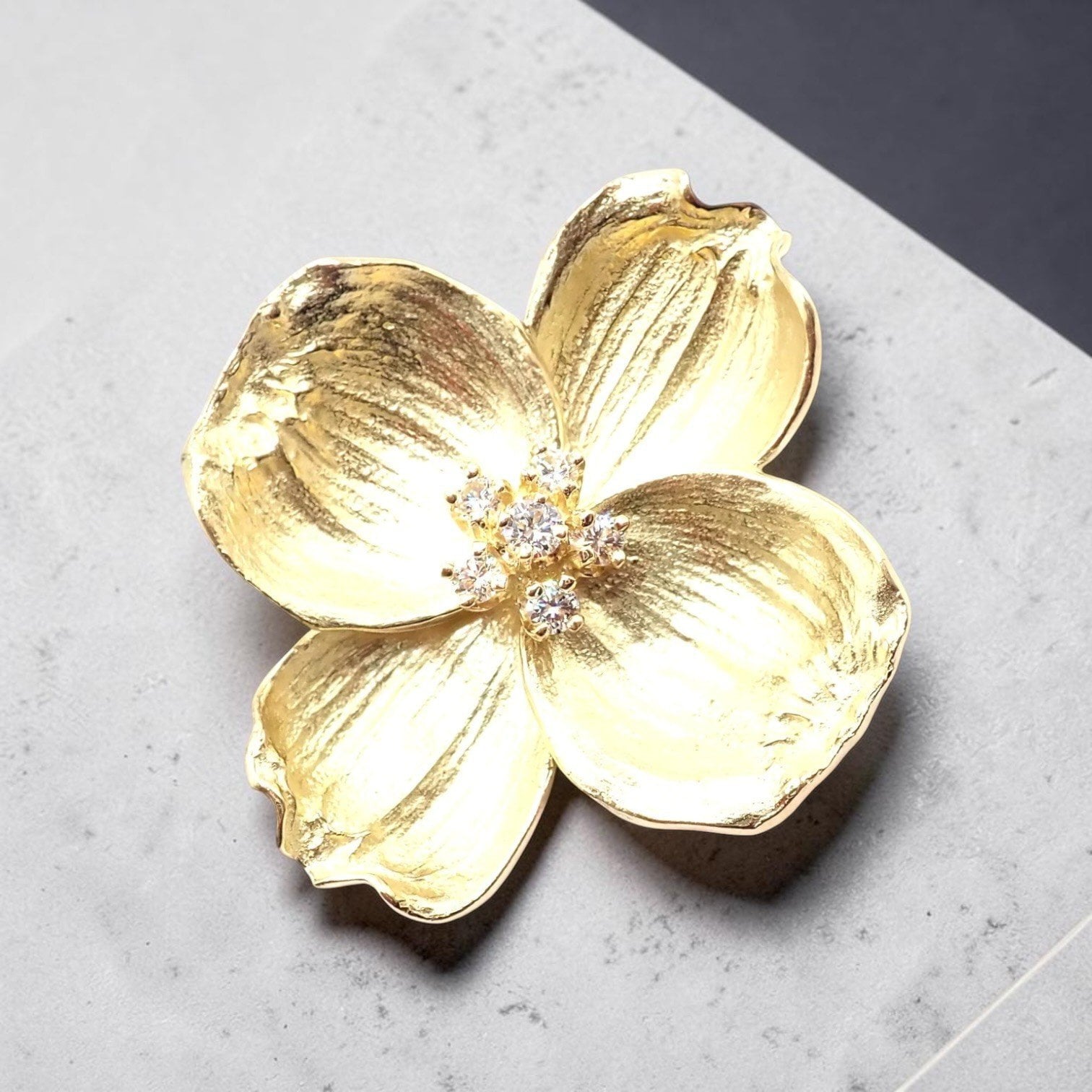 Tiffany & Co. Jewelry & Watches:Fine Jewelry:Brooches & Pins Authentic! Tiffany & Co Dogwood 18k Yellow Gold Diamond Pin Brooch Pendant