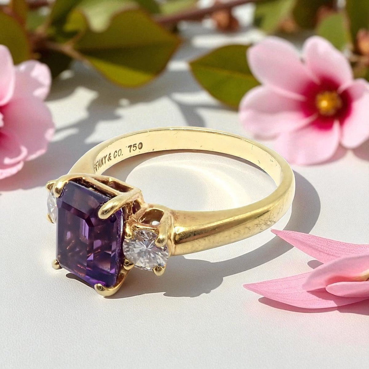 Tiffany & Co. Jewelry & Watches:Fine Jewelry:Rings Vintage! Authentic Tiffany & Co 18k Yellow Gold Diamond Amethyst Cocktail Ring