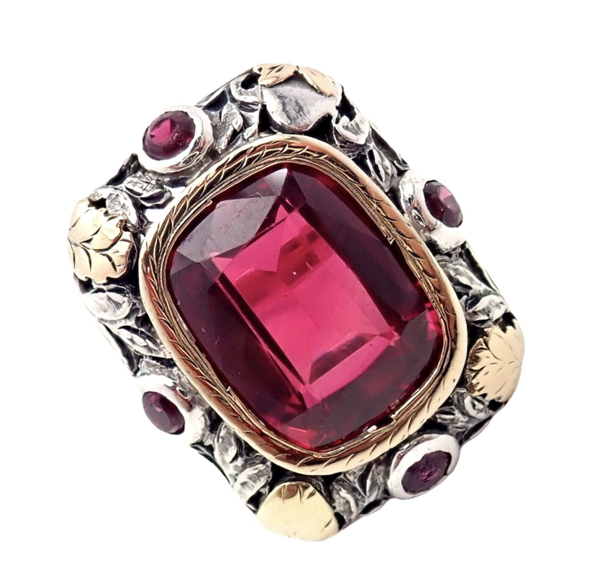 Unbranded Jewelry & Watches:Fine Jewelry:Rings Vintage Estate 14k Gold Sterling Silver Red Stone Ring Sz 5.5