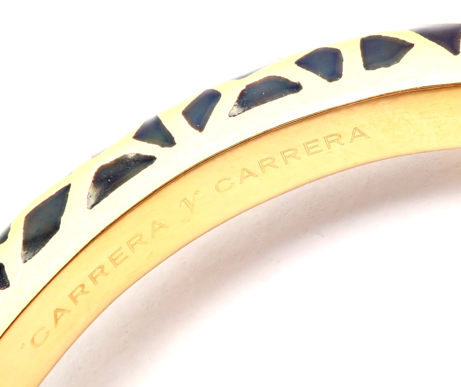 Carrera Y Carrera Giraffe 18k Yellow Gold Diamond Enamel Bangle Bracelet | Fortrove
