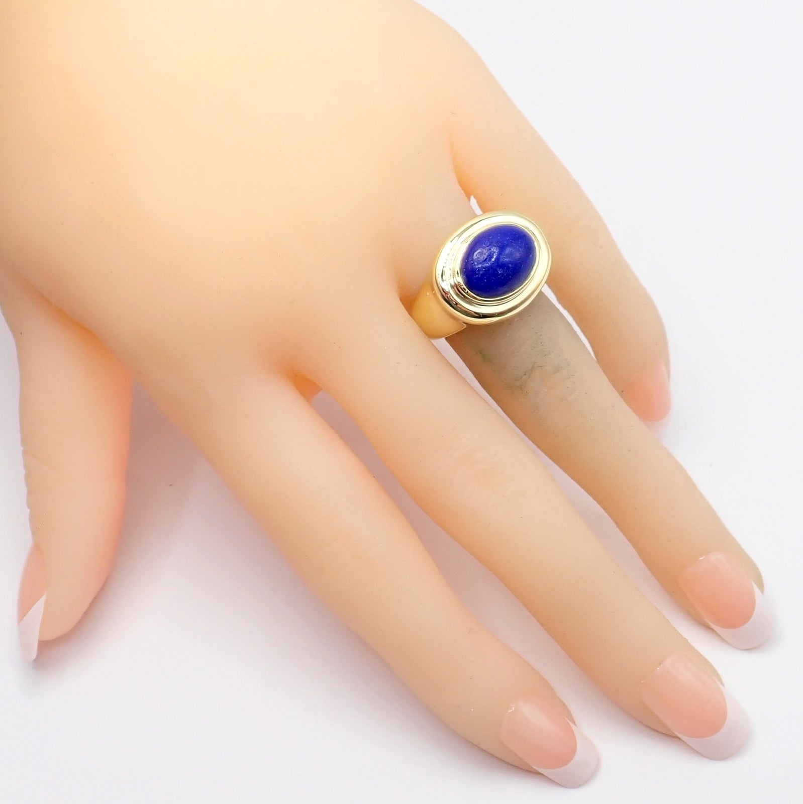 Authentic! Tiffany & Co Paloma Picasso 18k Yellow Gold Large Lapis Oval Ring | Fortrove