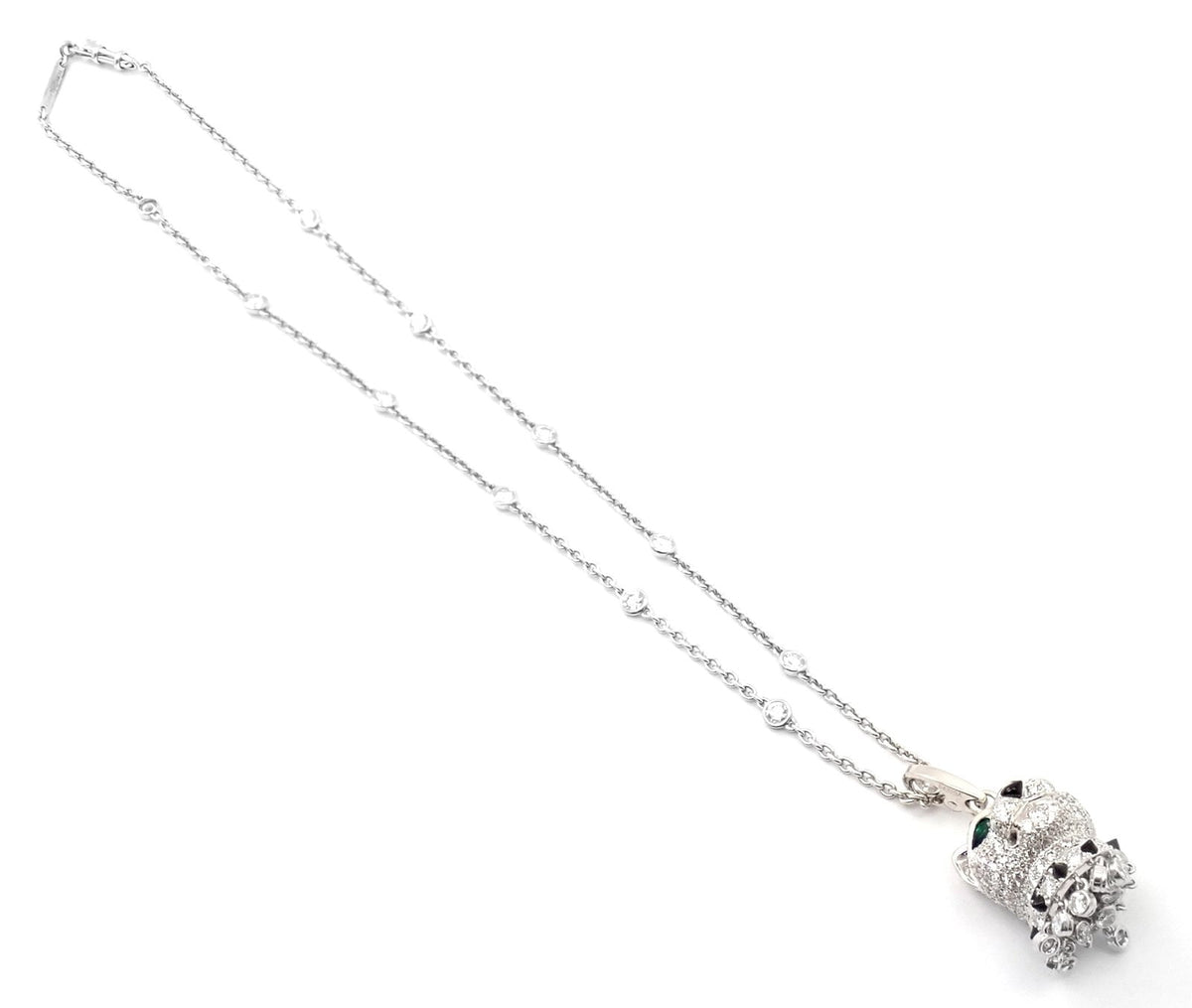 Cartier Jewelry & Watches:Fine Jewelry:Necklaces & Pendants Authentic! Cartier Panther 18k White Gold Diamond Emerald Onyx Pendant Necklace
