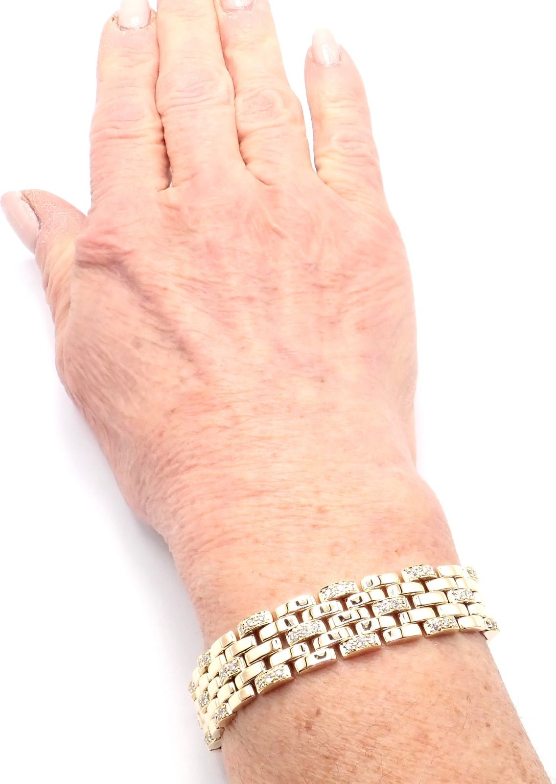 Authentic Cartier Maillon Panthere 18K Gold Diamond Five Row Link Gold Bracelet | Fortrove