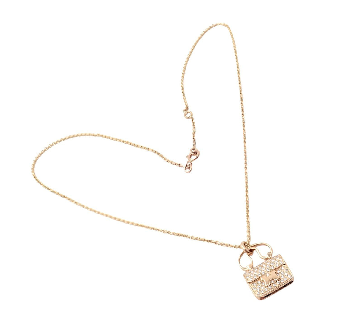 Hermes Jewelry & Watches:Fine Jewelry:Necklaces & Pendants Rare! Authentic Hermes 18k Rose Gold Diamond Constance Amulette Pendant Necklace