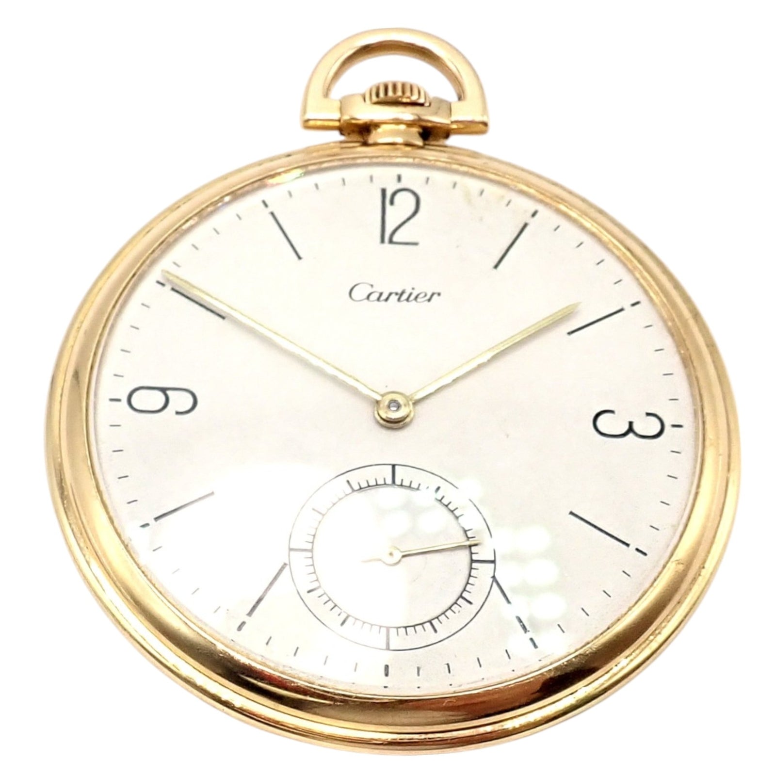 IWC International Watch Co. Cartier 18k Yellow Gold 19s Thin Pocket Watch 1940's | Fortrove