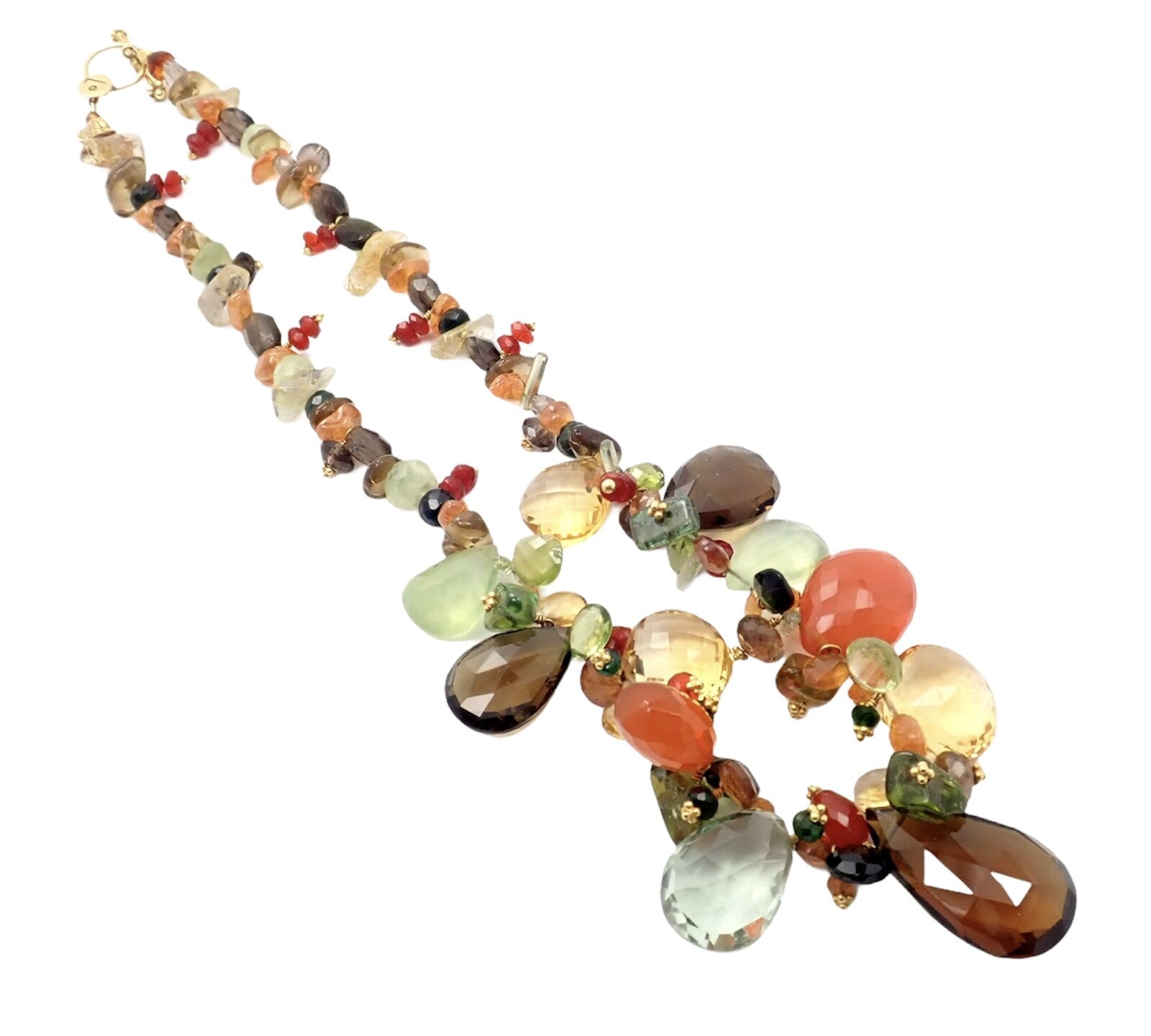 Rare Laura Gibson 22k Yellow Gold Briolette Onyx Spessartite Bead Candy Necklace | Fortrove