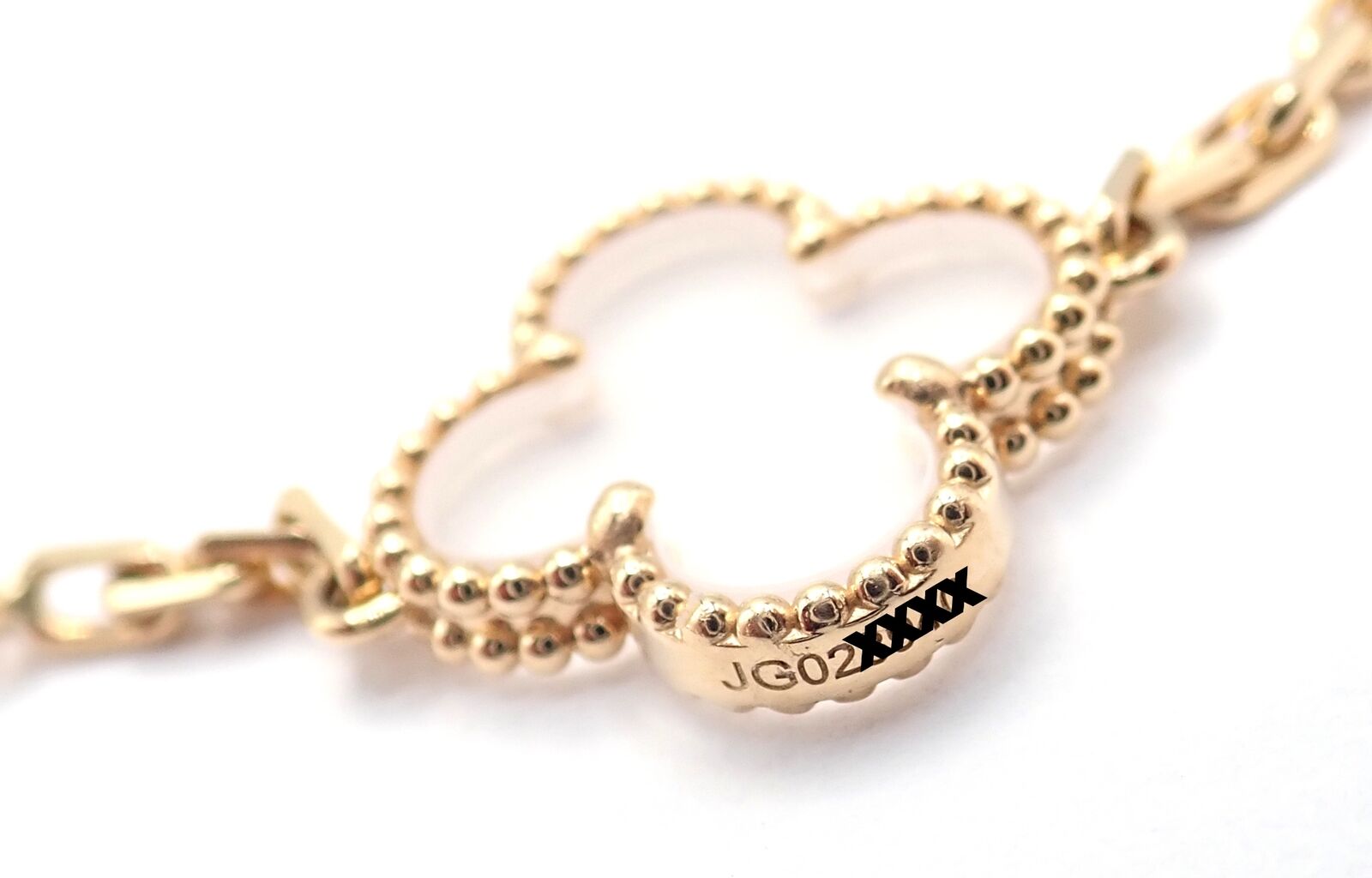 Van Cleef & Arpels 18k Yellow Gold 20 Motif Alhambra Rock Crystal Necklace Cert | Fortrove