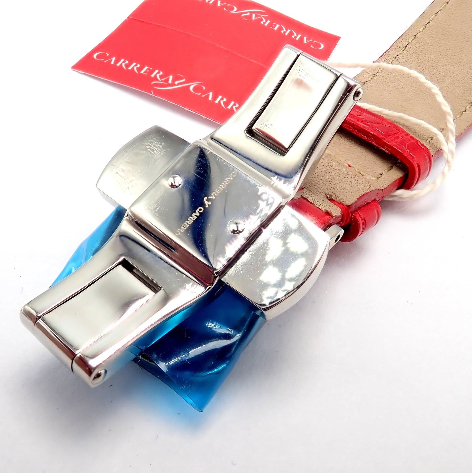 Carrera y Carrera Jewelry & Watches:Watches, Parts & Accessories:Watches:Wristwatches Carrera Y Carrera CyC Tempus Fugyt Diamond Red Alligator Band Ladies Watch +Box