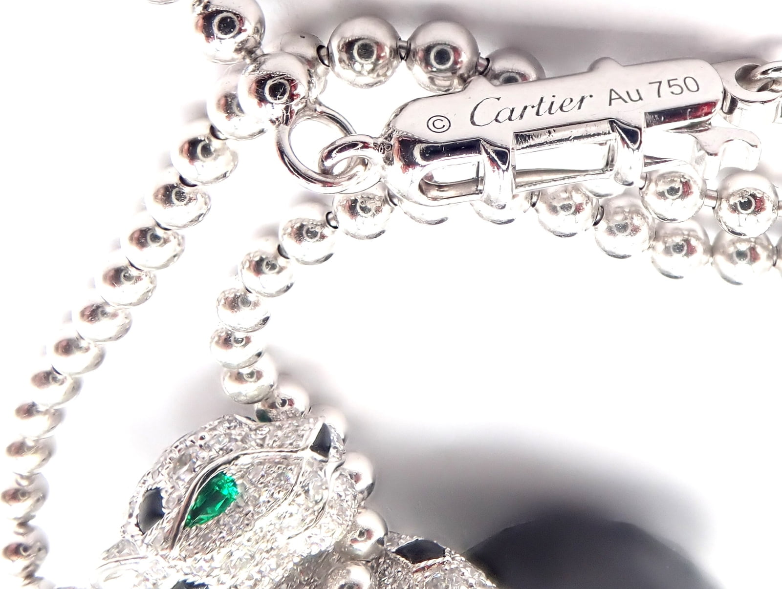 Cartier Jewelry & Watches:Fine Jewelry:Necklaces & Pendants Panthere de Cartier Panther 18k Gold Diamond Emerald Onyx Pendant Necklace Paper