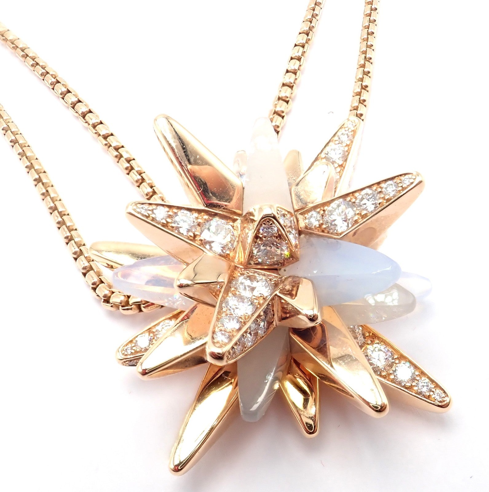 Cartier 18k Rose Gold Limited Edition Diamond Meterore Fractal Pendant Necklace | Fortrove