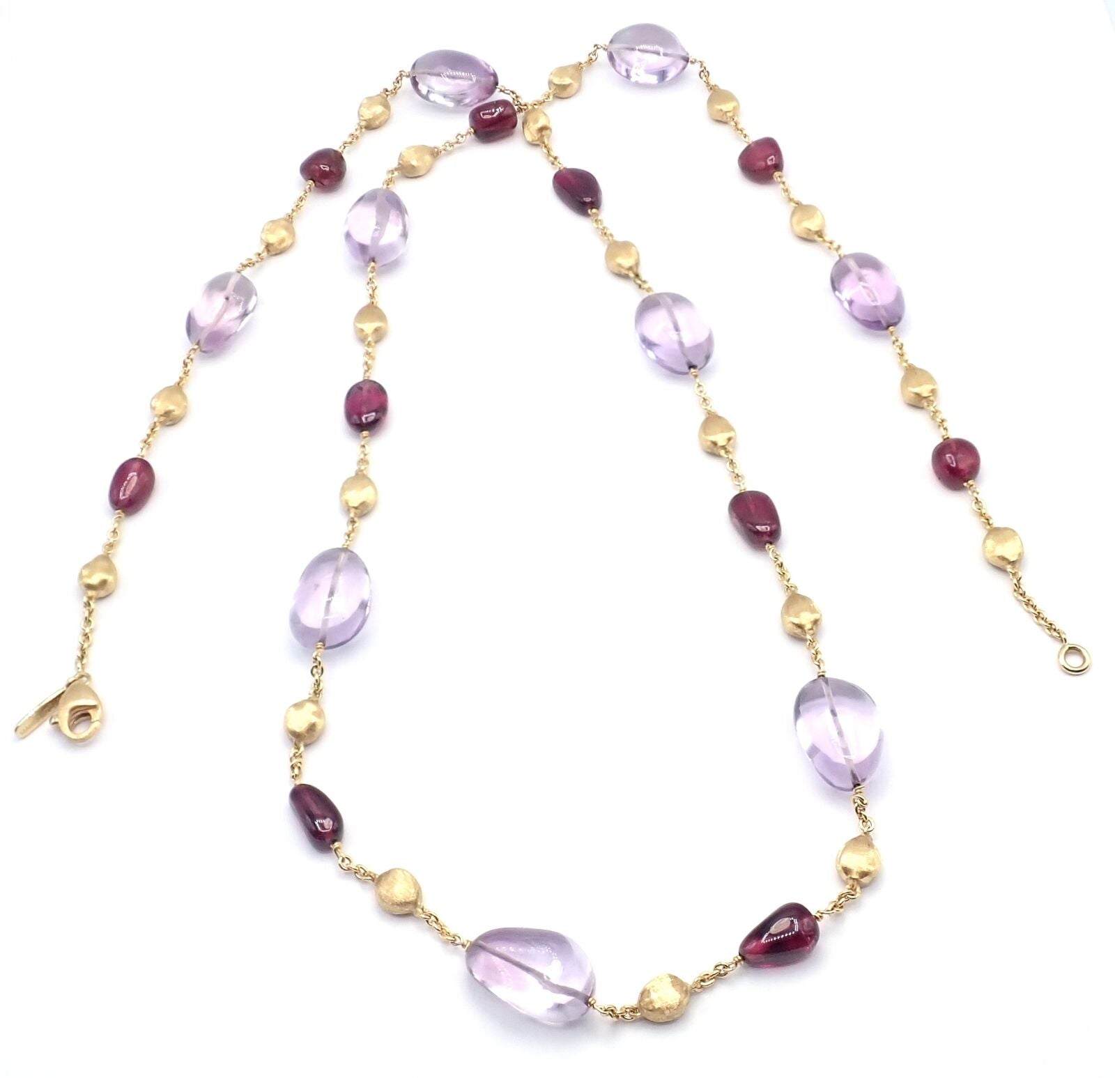 Authentic! Marco Bicego 18k Yellow Gold Amethyst Rhodolite Garnet 31" Necklace | Fortrove