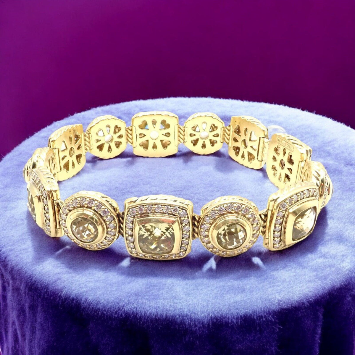 David Yurman Jewelry & Watches:Fine Jewelry:Bracelets & Charms David Yurman Albion 18k Yellow Gold Diamond Lemon Citrine Link Bracelet
