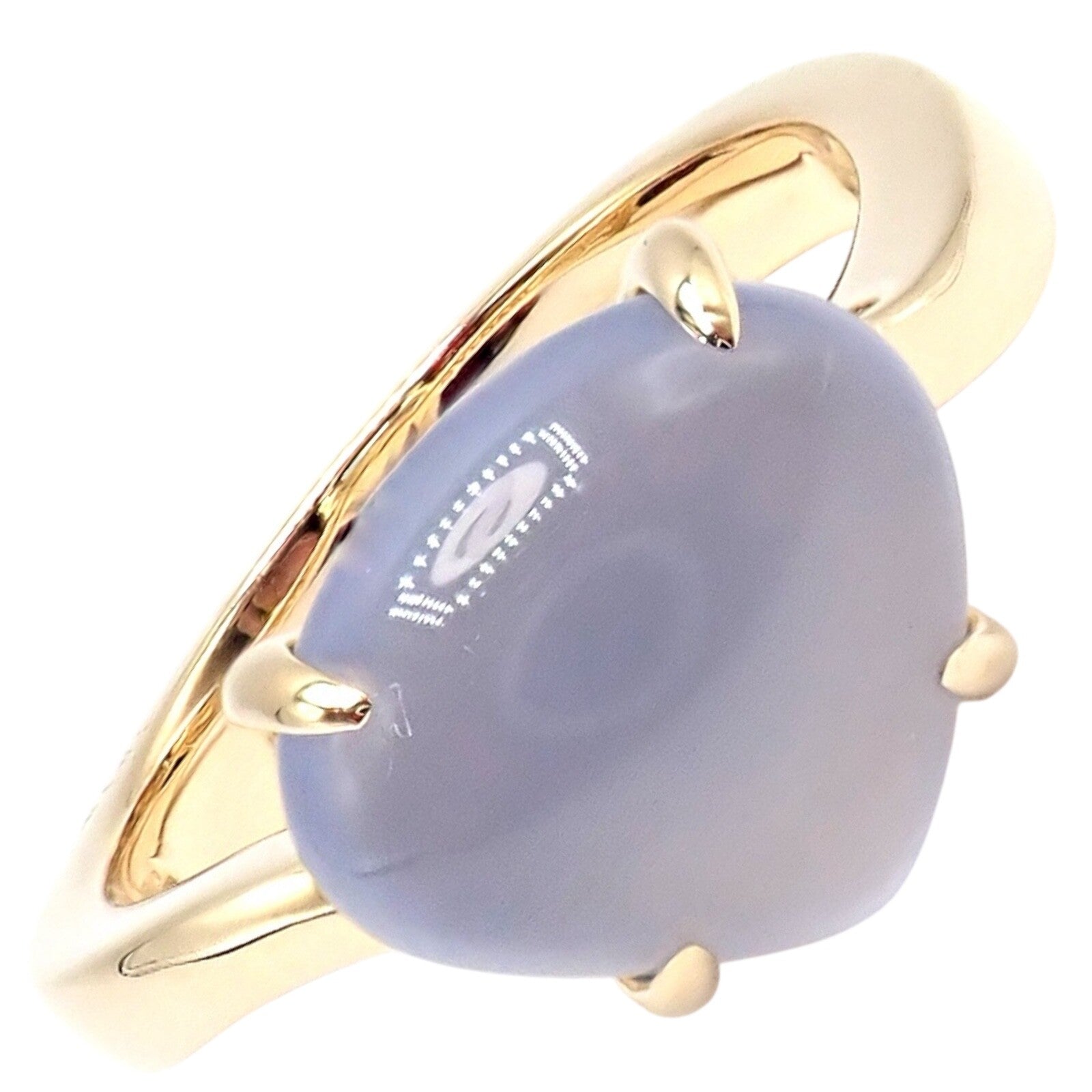 Authentic! Bulgari 18k Yellow Gold Mediterranean Eden Chalcedony Ring Size 5.75 | Fortrove