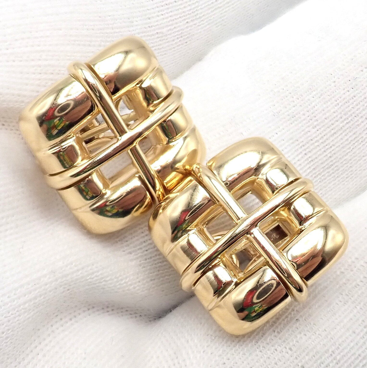 Tiffany & Co. Jewelry & Watches:Fine Jewelry:Earrings Rare! Vintage Tiffany & Co 18k Yellow Gold Square Window Biscayne Earrings 2001