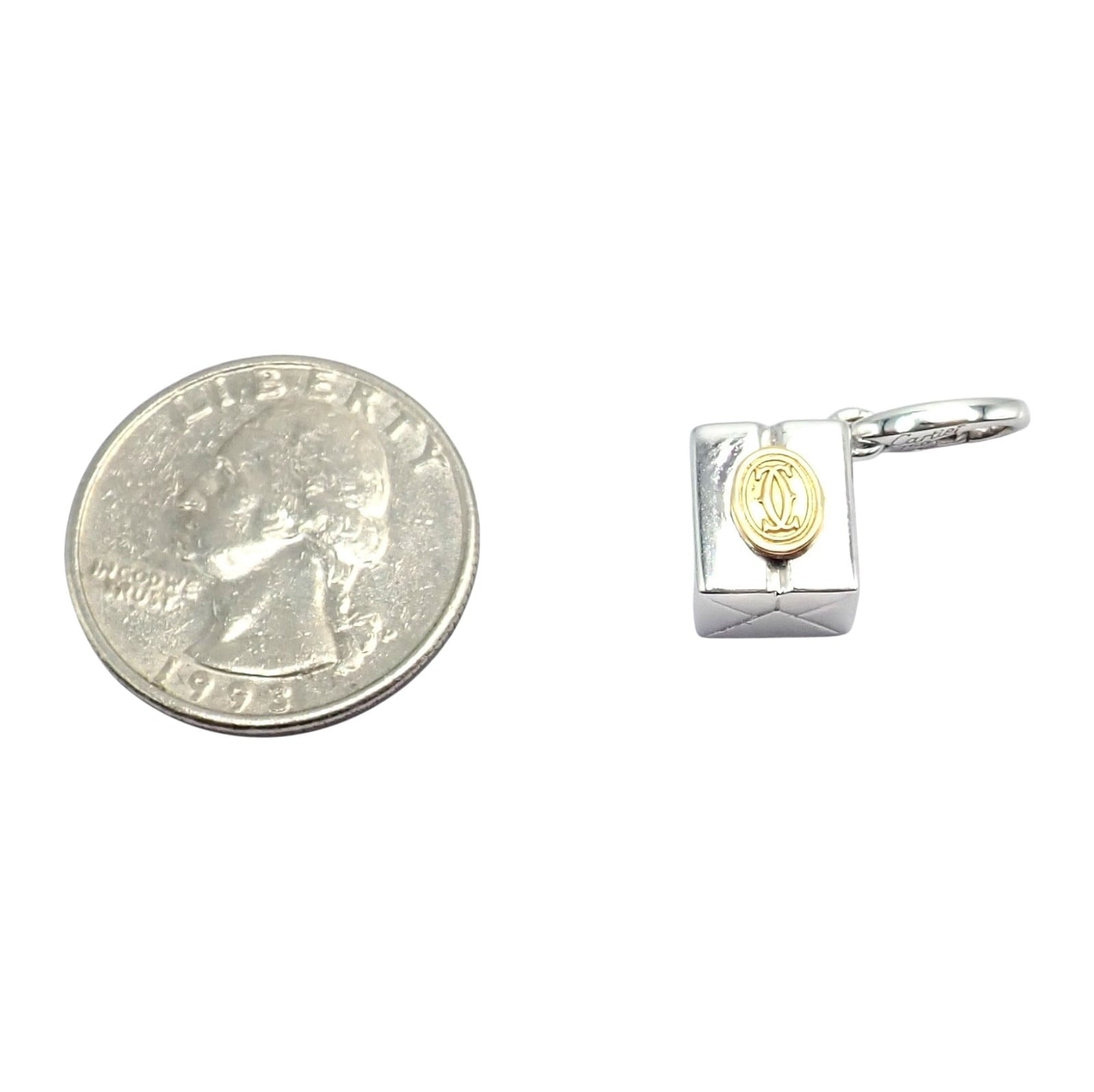 Cartier Jewelry & Watches:Fine Jewelry:Necklaces & Pendants Authentic! Vintage Cartier 18k Yellow White Gold Gift Box Double C Charm Pendant