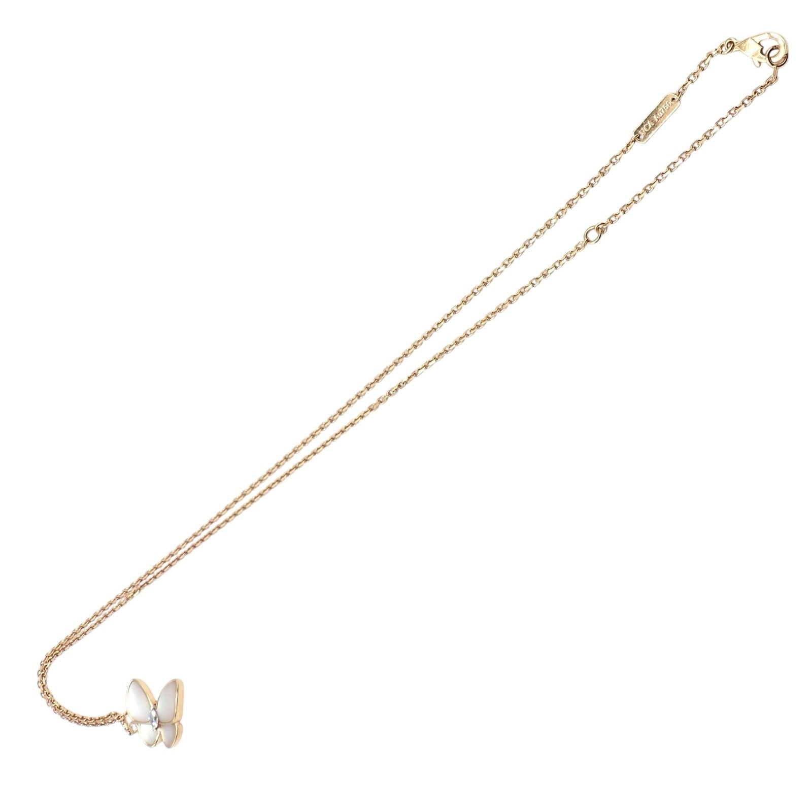 Van Cleef & Arpels Jewelry & Watches:Fine Jewelry:Necklaces & Pendants Van Cleef & Arpels 18k Rose Gold Diamond MoP Two Butterfly Pendant Necklace Cert