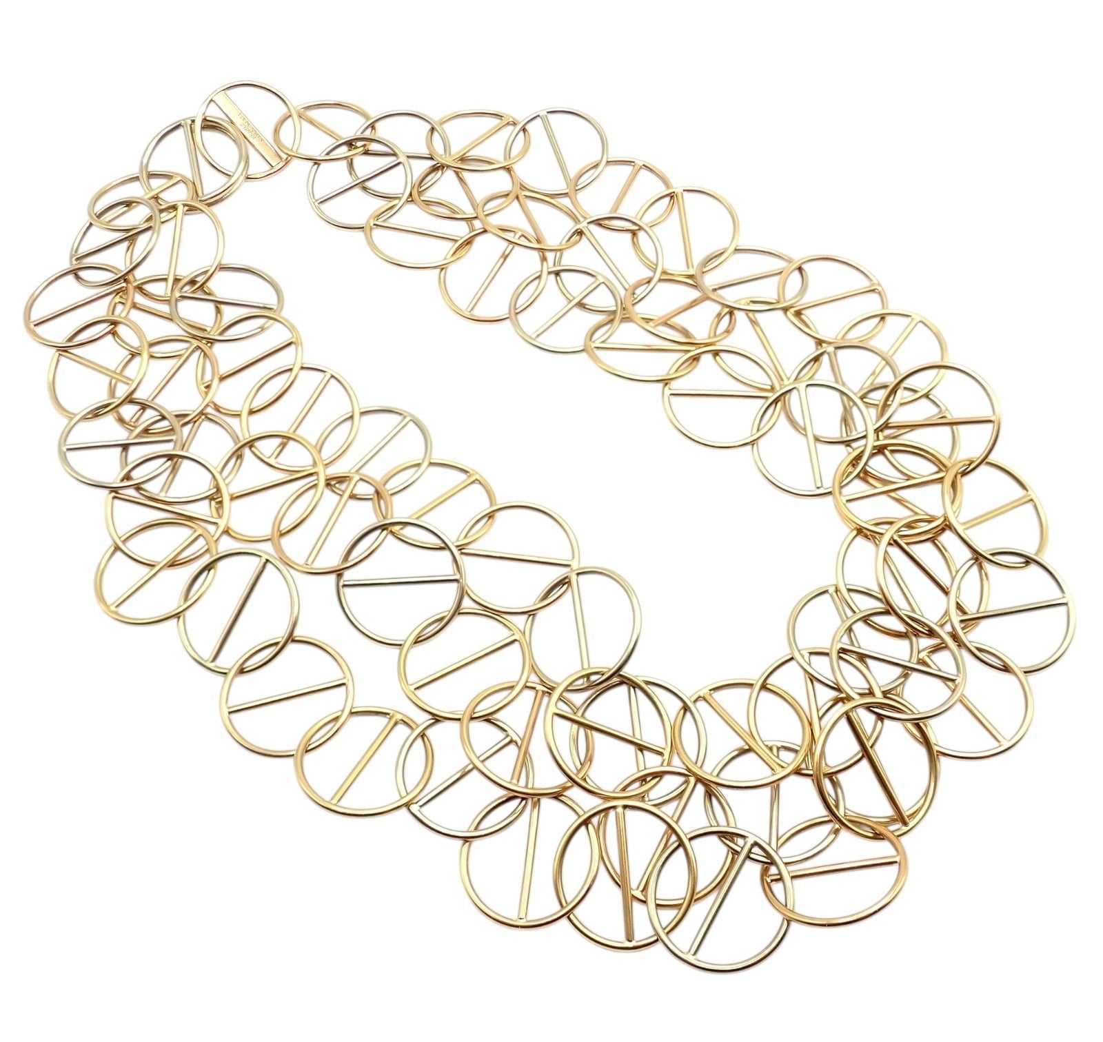 Hermes Jewelry & Watches:Fine Jewelry:Necklaces & Pendants Hermes Caleche 18k Yellow Gold Extra Long or Layered Circle Necklace + Box