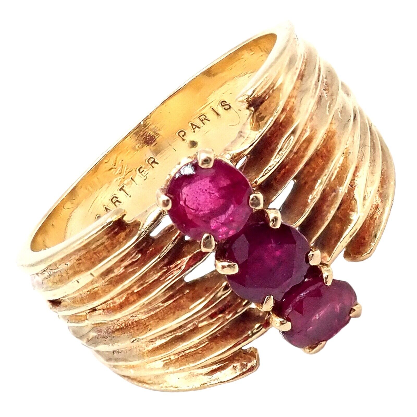 Authentic! Vintage Cartier 18k Yellow Gold Ruby Ring | Fortrove