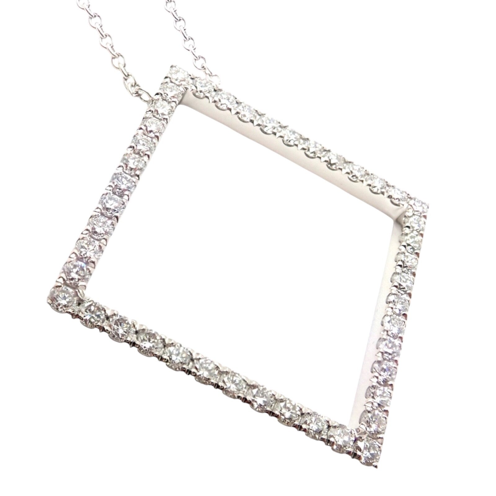 Tiffany & Co. Jewelry & Watches:Fine Jewelry:Necklaces & Pendants Authentic! Tiffany & Co 18k White Gold Diamond Square Necklace Belgium