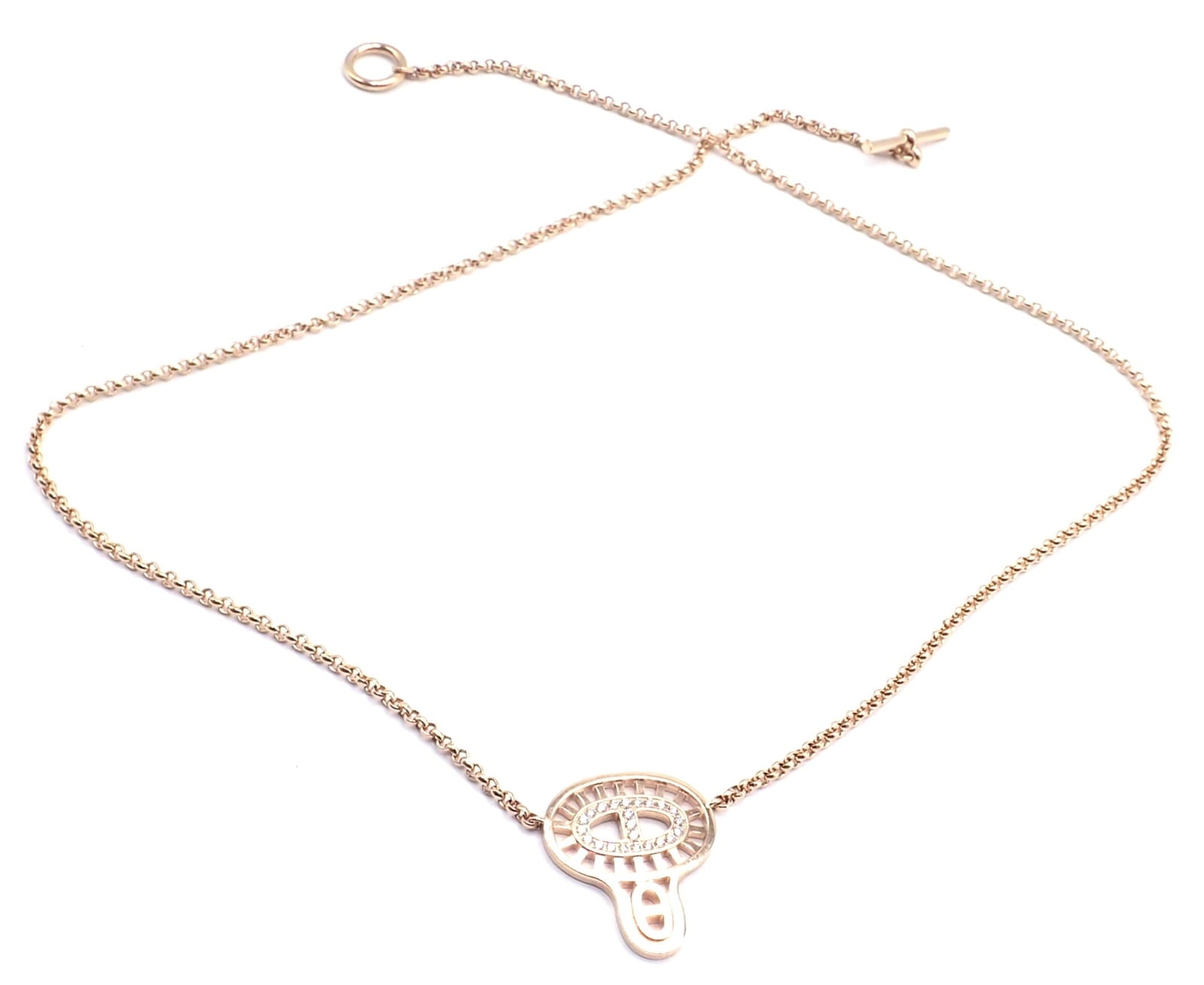 Hermes Jewelry & Watches:Fine Jewelry:Necklaces & Pendants Authentic! Hermes Chaine D'ancre Divine 18k Rose Gold Diamond Necklace Cert Box