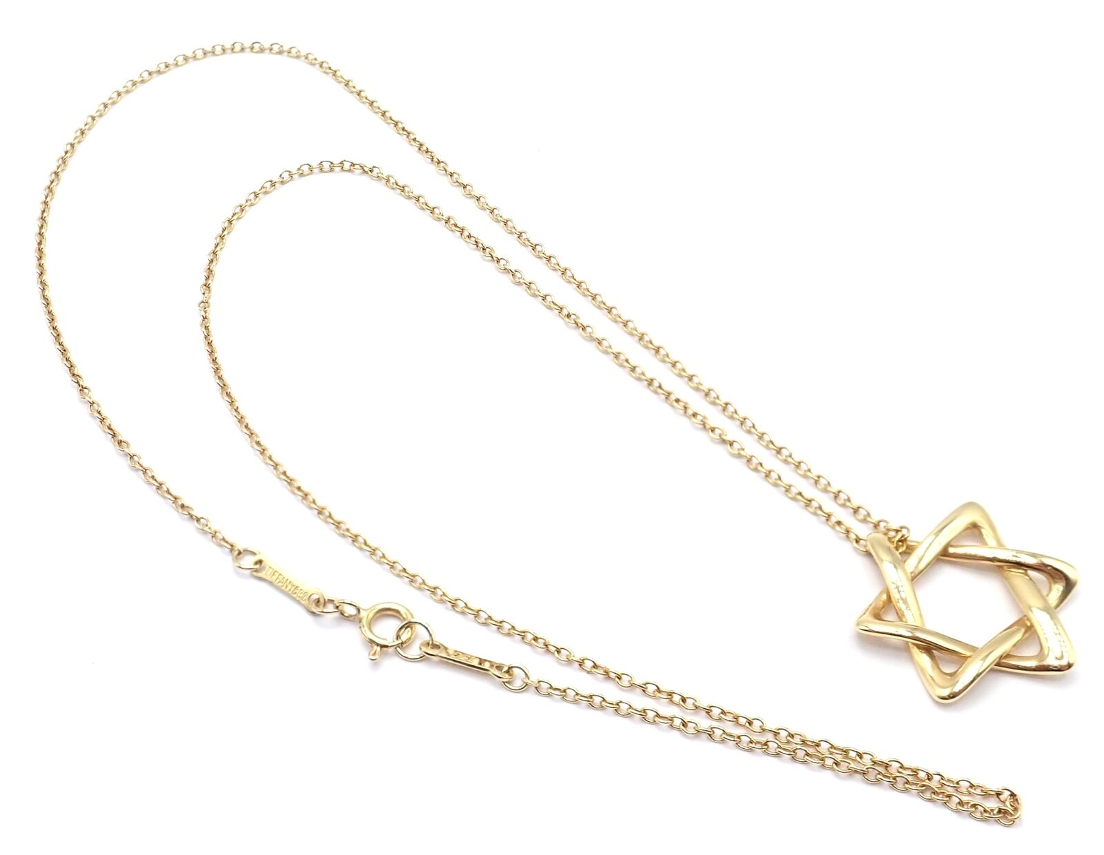 Authentic! Tiffany & Co Peretti 18k Yellow Gold Star Of David Pendant Necklace | Fortrove