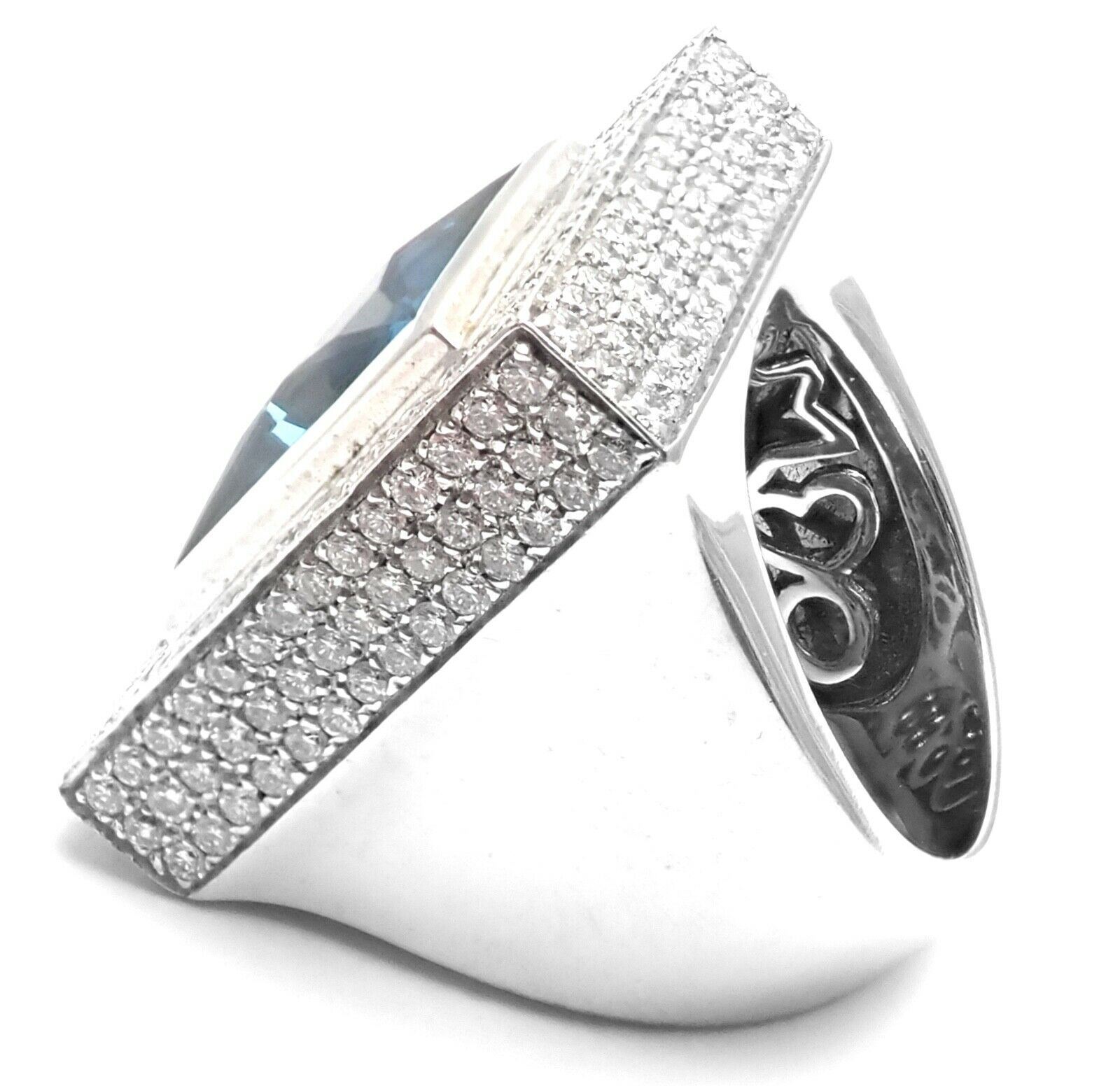 PASQUALE BRUNI Jewelry & Watches:Fine Jewelry:Rings Authentic! Pasquale Bruni 18k White Gold Diamond London Blue Topaz Large Ring